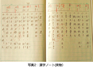 参照2：漢字ノート（実物）