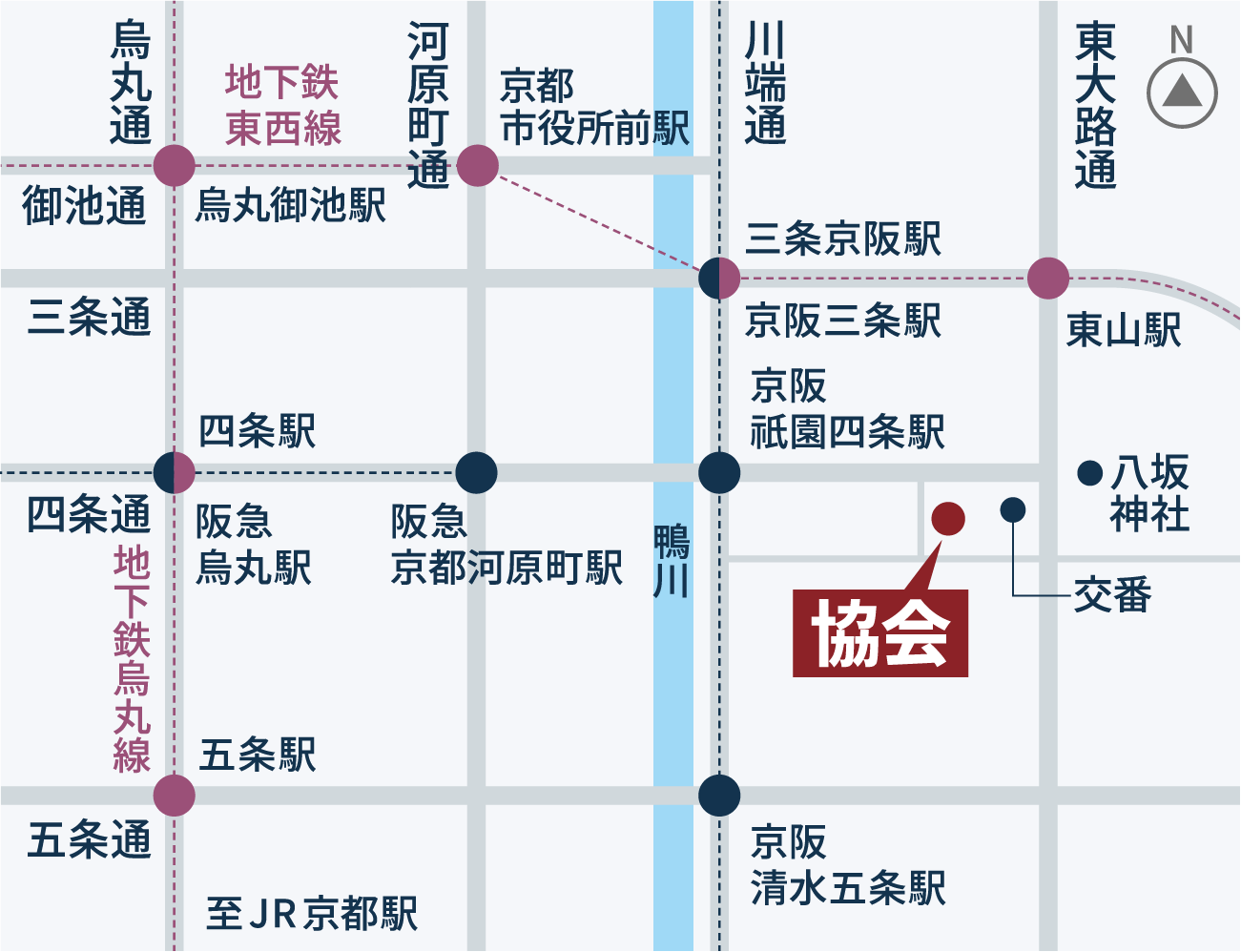 協会の場所を表した地図