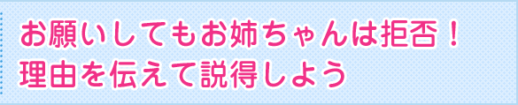 お願いしてもお姉ちゃんは拒否！理由を伝えて説得しよう