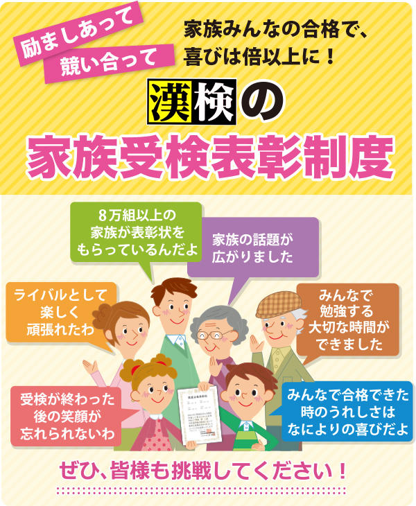 家族受検 日本漢字能力検定