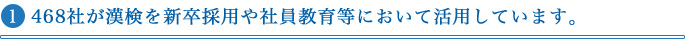 ① 468社が漢検を新卒採用や社員教育等において活用しています。