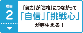 理由2 「努力」が「合格」につながって「自信」「挑戦心」が芽生える！