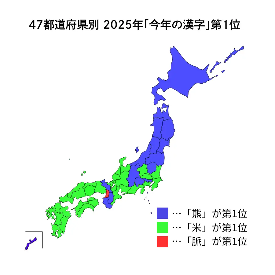 47都道府県別 2025年「今年の漢字」第1位