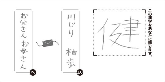 お父さんお母さんへ川じり柚歩より「健」