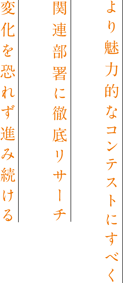 より魅力的なコンテストにすべく関連部署に徹底リサーチ変化を恐れず進み続ける